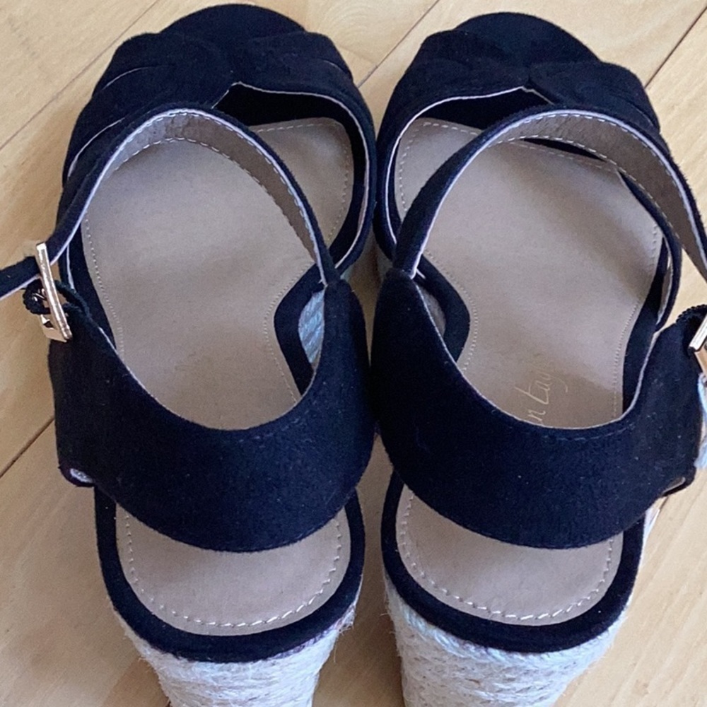 American Eagle by Payless, black fabric espadrille, open toe wedges. Women’s 10 - Picture 7 of 16